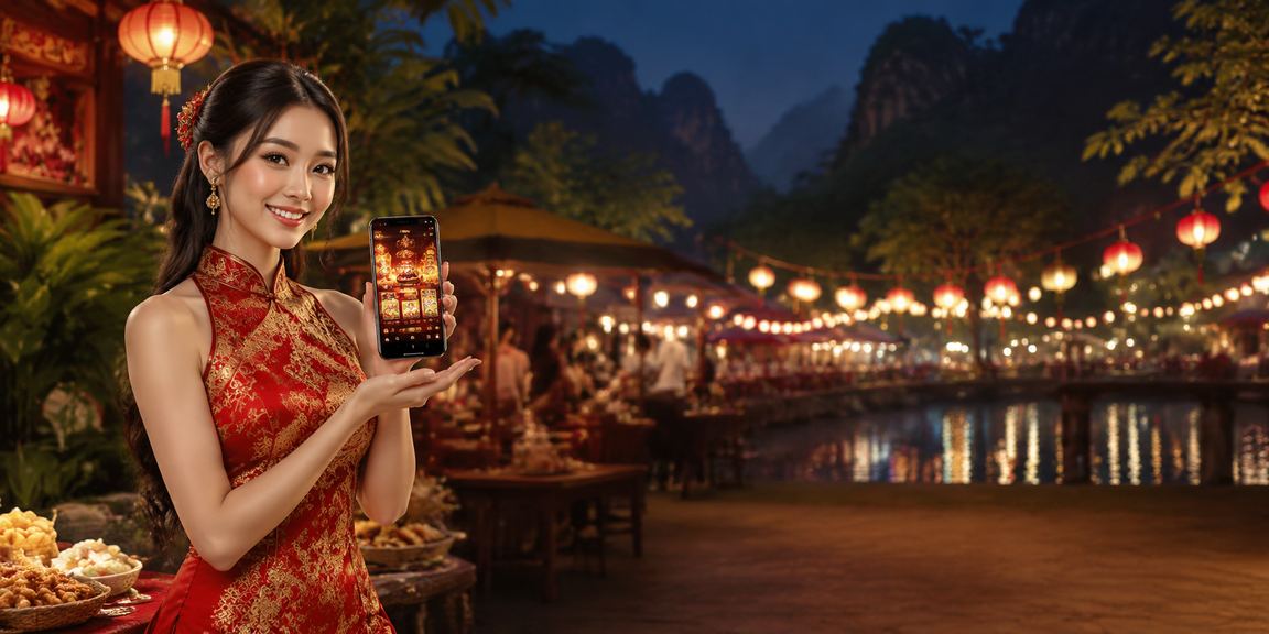 Người dùng tại chợ đêm Ninh Bình trải nghiệm xổ số và casino trực tuyến trên điện thoại